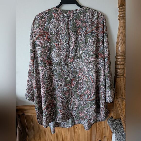 Catherines Breezeway Georgette Paisley Button Down Size 2X - Picture 6 of 10